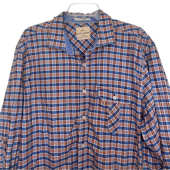 Tommy Bahama Orange/Blue Plaid Long Sleeve Coastal Flip Cuff Button Up Shirt XL - Picture 3 of 9